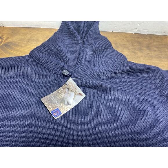 The Mariner Navy Blue Wool Shawl Collar Sweater Guideboat Co Made in England XL - Picture 4 of 15